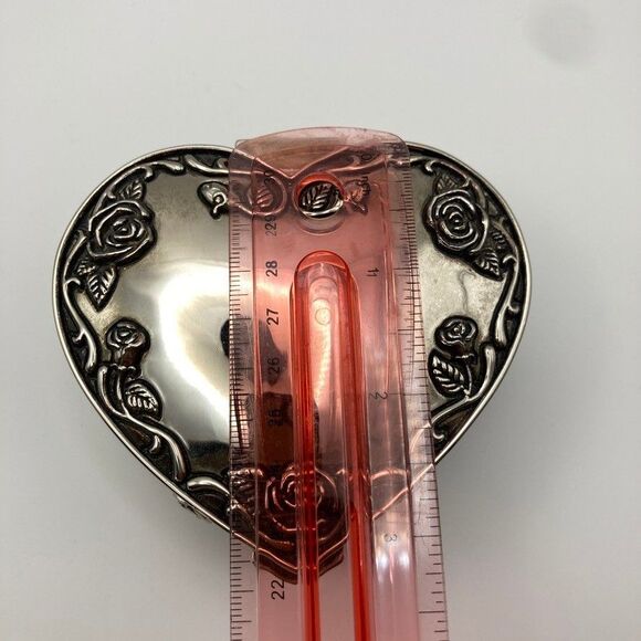 Vintage Regent Square Footed Silverplate Trinket Jewelry Box with Roses - Picture 4 of 10